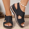 thumbnail image 2 of Women Hollow Out Breathable Sandals rthopedic Wedge Sandal Dressy Flat Open Toe Slingback Platform Espadrilles Sandals Casual Strappy Slip on Sandal Beach Anti-Slip Shoes, 2 of 9