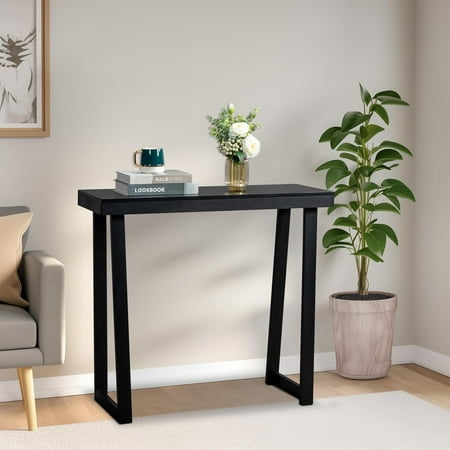Karl home Narrow Entryway Table, Pine Wood Console Tables for Entryway, Slim Sofa Tables Behind Couch for Living Room, Hallway, Entrance, 36 x 12 x 32, Black