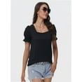 thumbnail image 3 of Tops for Women Summer Casual Ruffle Trim Sleeve Square Neck T Shirts, 3 of 6