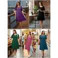 thumbnail image 3 of SHOWMALL Women's Plus Dresses Short Sleeves Floral Casual T-Shirt Dresses with Pockets 2X Navy Blue Vertical Floral, 3 of 10