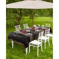 thumbnail image 4 of nqOlkjepod Black Brown Plank Outdoor Tablecloth with Umbrella Hole & Zipper, Vintage Chic Wooden Grain Rectangle Table Cover 52x70 Inch, Dining Waterproof Table Cloth Protector for Patio/Party, 4 of 7