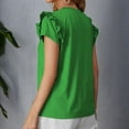 thumbnail image 3 of FAIWAD Womens Summer Ruffle Sleeve Shirt Plus Size Loose Crewneck Tops Elegant Comfy Daily T Shirts, 3 of 3