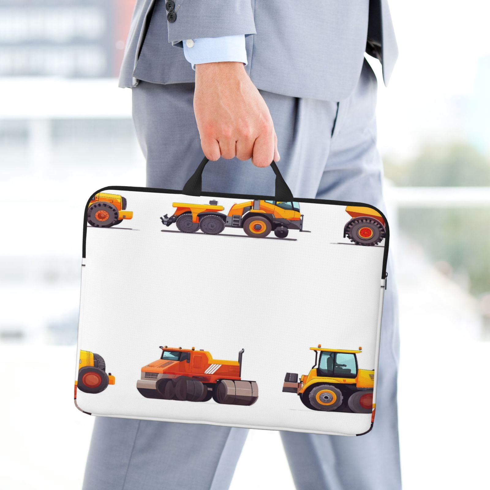 Laptop Sleeve Bag For Women Men 14inch Waterproof Durable Protective Computer Carrying Cover Handle Laptop Case Bag Engineering Vehicle-1