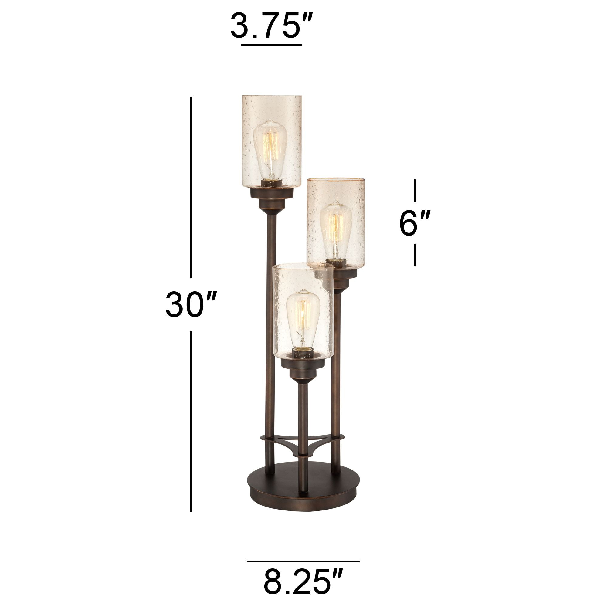 Franklin Iron Works Libby Rustic Farmhouse Table Lamp 30" Tall Bronze Metal LED Amber Seeded Glass Shade for Bedroom Living Room Bedside Nightstand