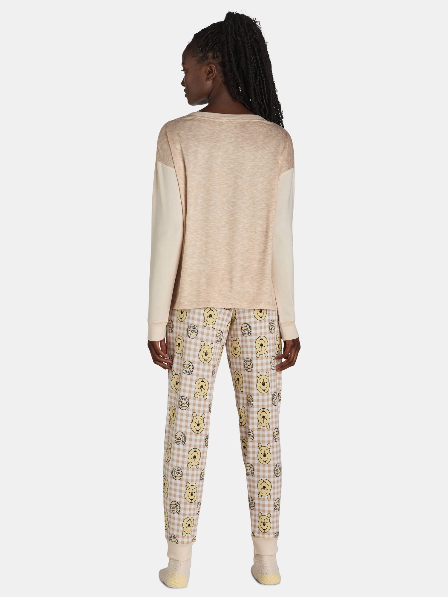 Disney Women's Winnie the Pooh Lounge Top and Pants with Socks Set, 3-Piece, Sizes XS-3X