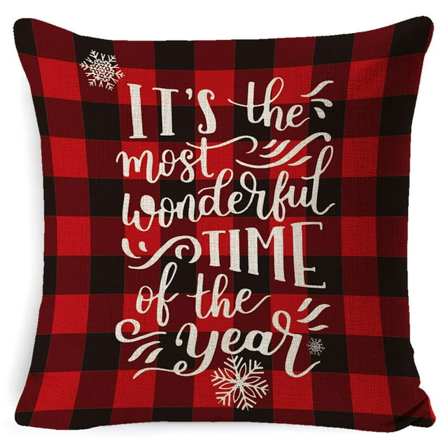 Funda de almohada navideña Funda de cojín de lino estilo hogareño para sofá Funda de almohada