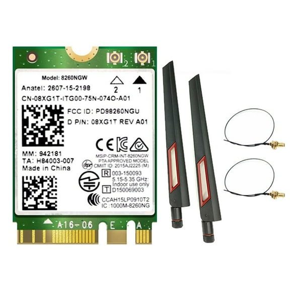 8260 8260NGW WiFi Card 2X10DB Antenna 2.4G/5Ghz 867M Bluetooth 4.2 AC8260 NGFF M.2 WiFi Wireless Card Module