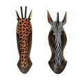 thumbnail image 1 of Zebra And Giraffe Jungle Carved Wooden Mask Wall Hangings 19 Inch, 1 of 5