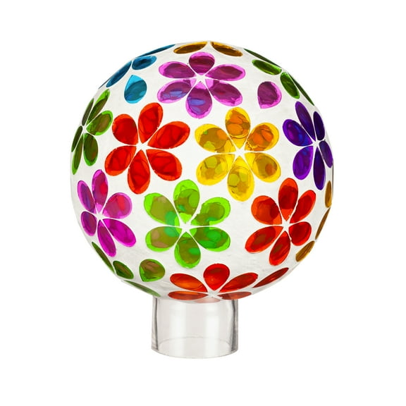 Home & Garden Bright Floral Gazing Ball Glass Mosaic Flowers 84G3380