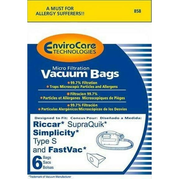 Riccar RSQ-6 SupraQuick Replacement Paper Bag- 6 Bags