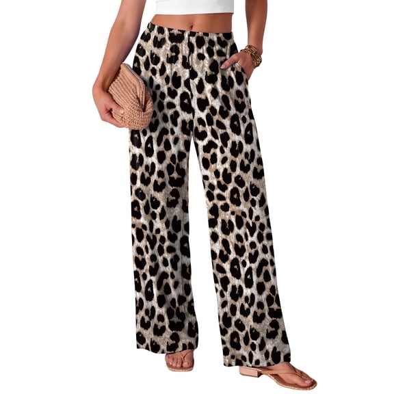 WIHOLL Pants for Women Wide Leg Pants Summer Straight Long Palazzo Loose Casual Trousers With Pockets