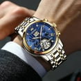thumbnail image 5 of OLEVS Watch for Men Automatic Skeleton Tourbillon Mechanical Self Winding Business Luxury Dual Calendar Stainless Steel Luminous Waterproof Man Wrist Watches Blue Dial, 5 of 12