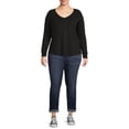 thumbnail image 2 of Terra & Sky Women's Plus Size V-Neck T-Shirt with Long Sleeves, 2 of 5