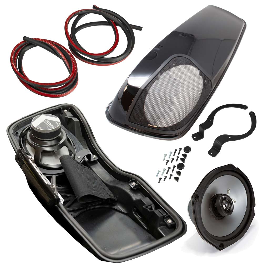 Kicker 46HDBL69VB Painted Left And Right Bag Lid Kit With 6x9 Speakers