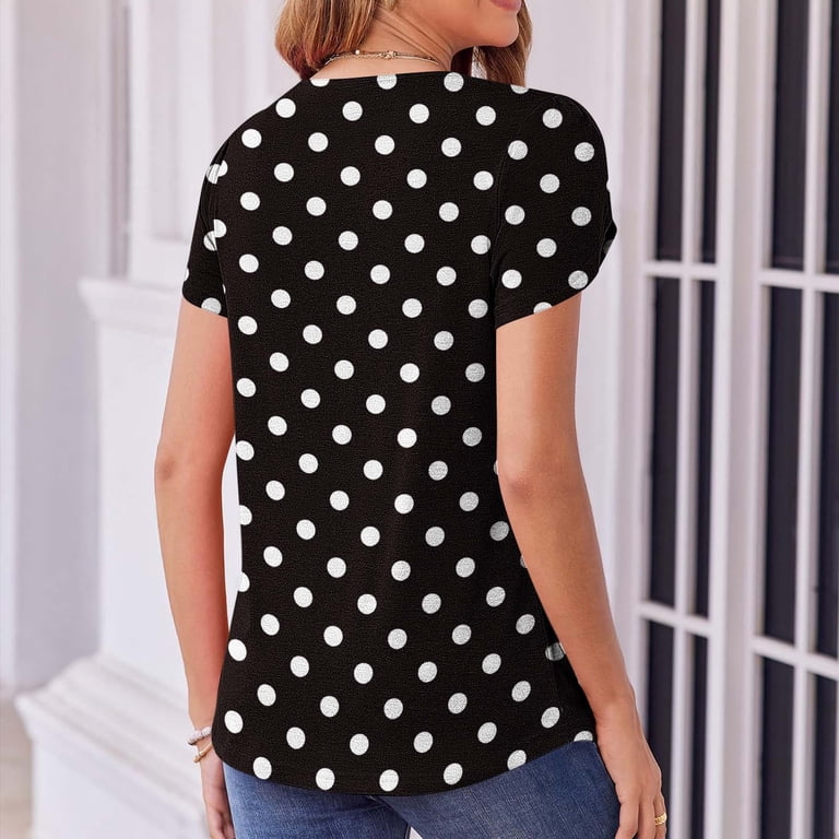 Qzzater Women's Casual Short Sleeve T-Shirt - Round Neck Petal Sleeve Loose Tunic Blouse Top