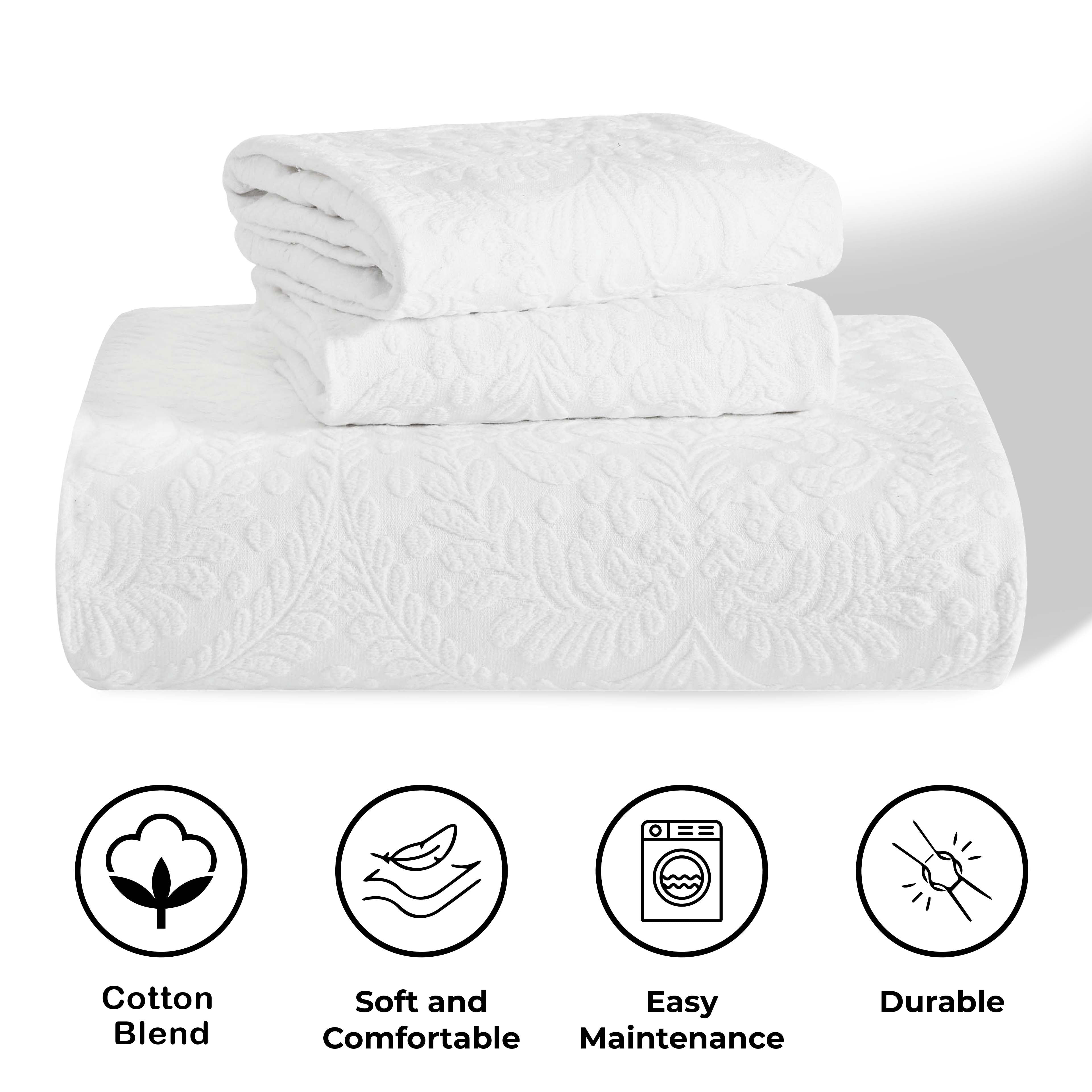 Superior 3 Piece Aspen Cotton Blend White Bedspread Set, Full
