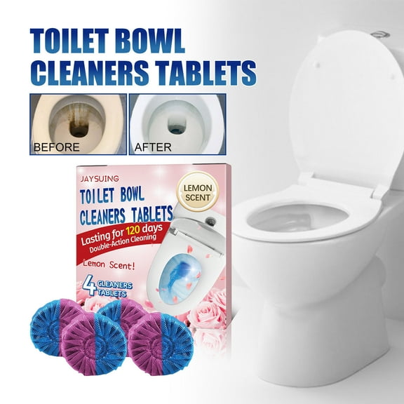 Violete Toilet Bowl Cleaner Tablets | Powerful Decontamination | Removes Stains, Odors | 4 Pack