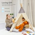 thumbnail image 3 of Besrey Teepee Tent for Kids with Light & Mat,Toddler Playhuose Tent for Ages 3+ Girls and Boys,Child Play Tent,Matt Grey, 3 of 14