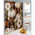 thumbnail image 4 of Fall Shower Curtain White Pumpkin Bathroom Curtains with Hooks, Waterproof Fabric Daisy Floral Maple Leaves Thanksgiving Bath Shower Curtains Set for Bathroom Bathtubs Decor 36x72 Inch, 4 of 7