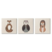 Stupell Industries Stylized Forest Animal Portraits Kids Owl Fox Squirrel Graphic Art Gallery Wrapped Canvas Print Wall Art, Set of 3, Design by Birgit Maria Kiennast