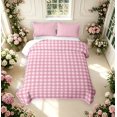 thumbnail image 2 of Manfei Classic Pink Plaid Twin Quilt Set,Vintage Check Twin Coverlet Set,2pcs,1 Bedspread and 1 Pillowcase, 2 of 7