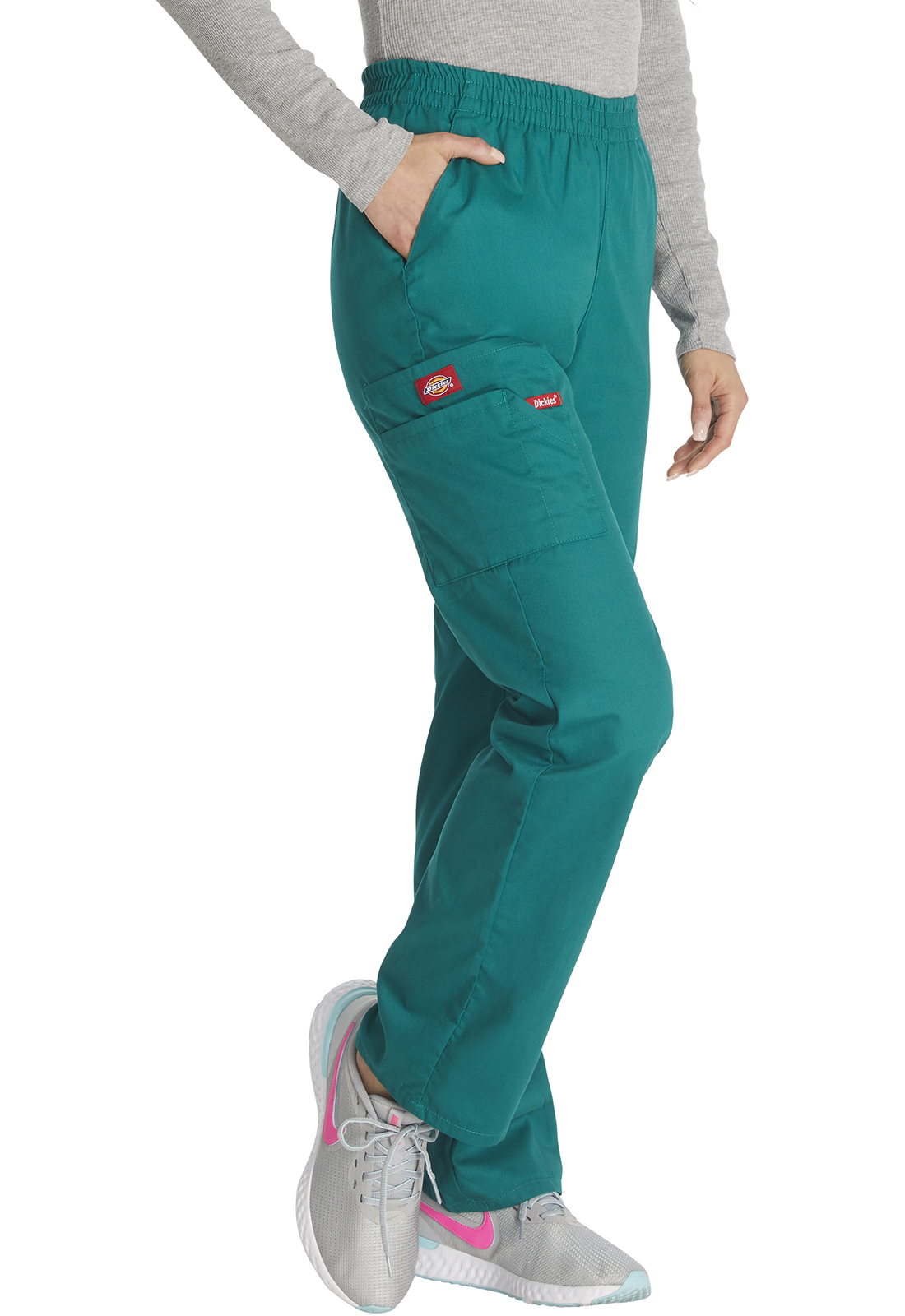 Dickies EDS Signature Scrubs Pant for Women Natural Rise Tapered Leg Pull-On Plus Size 86106, 4XL, Hunter - image 5 of 7