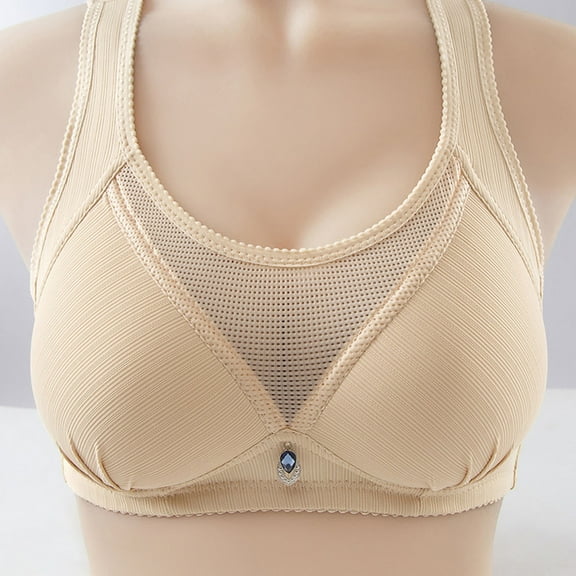 REORIAFEE Bras for Large Breasts Lace Trim Everyday Bras Wirefree Bras Scoop Neck Comfy Corset Bra Wide Strap Bra Lightly Lined Classic Seamless Brassiere Anti-Sagging Bra