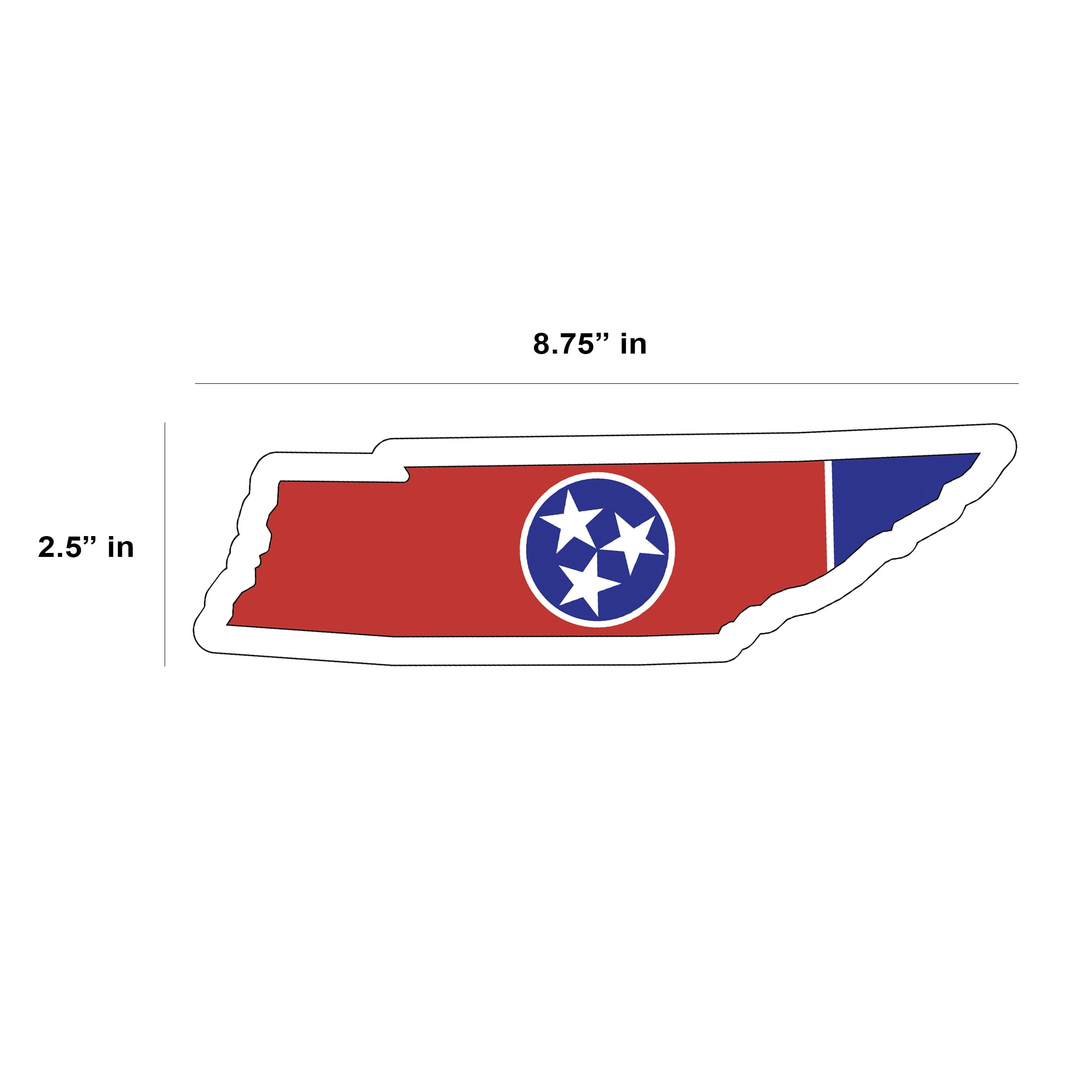(2 pack) Auto Drive Tennessee State Vinyl Auto Decal, Multicolor, 8.75” x 2.5”
