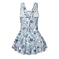 thumbnail image 2 of COEQINE Girls One Piece Swimsuit with Skirt & Built-in Brief Liner, Tank Neck Bathing Suit for Kids 10-11 Years, Polyester Spandex Swim Dress for Swim Lessons, Blue White Floral Print, 2 of 8