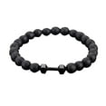 thumbnail image 2 of Bmisegm Dumbbell Bracelet for Men Lava Beads Dumbbell Bracelet Natural Volcanic Stone Bracelet Anxiety Bead Bracelet Yoga Beads Elastic Jewelry Set for Women Men Bracelets Black, 2 of 5
