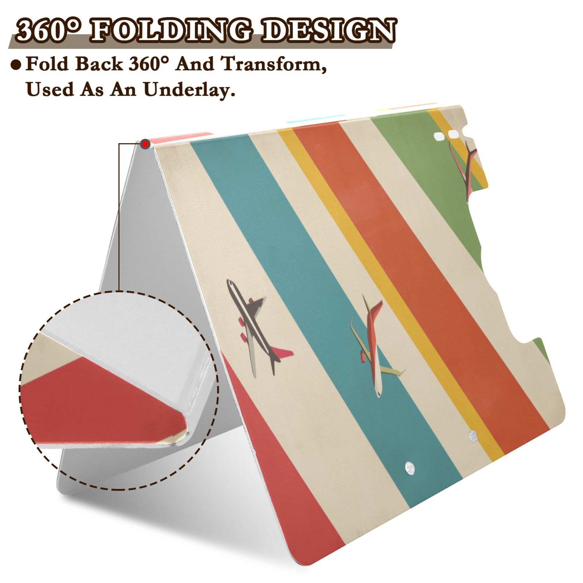FORMRS A4 Clipboard Folder with Pen Holder Horizontal Foldable School Office Binder, Colorful Plane
