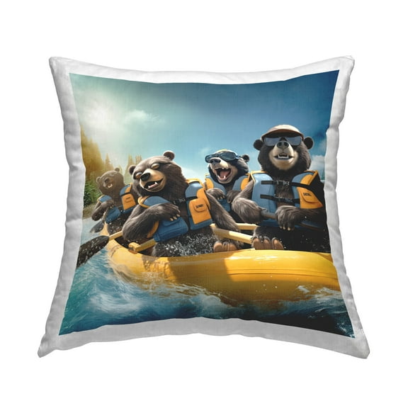 Stupell Industries Fun Rafting Bears Decorative Printed Throw Pillow Design by Jim Baldwin