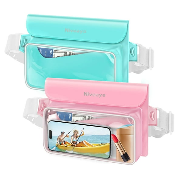 Riñonera impermeable Niveaya IP68, paquete de 2 con funda de 22 cm