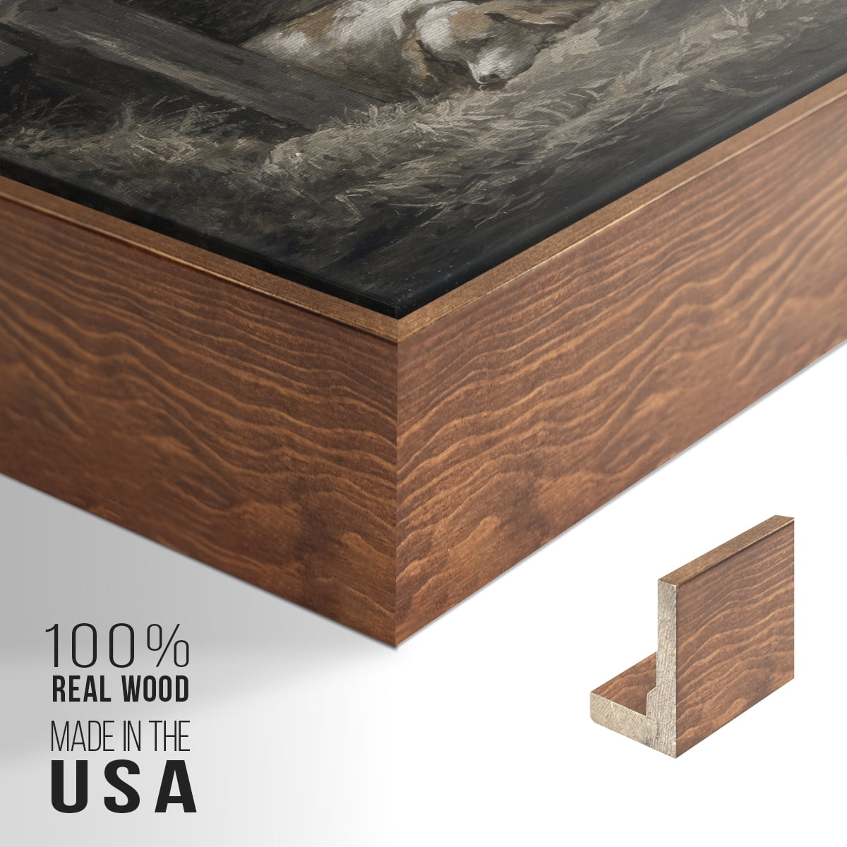 Vintage Animal Print-XLII By Wexford Home Framed in Walnut Wood Gallery Wrapped Canvas 17 in. x 25 in.