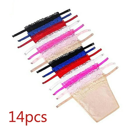 

14 PCS Women Lace Camisole Clip-on Mock Snappy Bra Insert Overlay Modesty Panel Vest