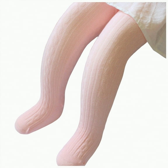 Ccpelsie Kids Tights Toddler Seamless Cable Knit Leggings Stockings Cotton Pantyhose Pants for Little/Big Girls(Pink,3-12 Months)