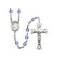 thumbnail image 1 of St. Bruno Silver-Plated Rosary 6mm September Blue Fire Polished Beads Crucifix Size 1 5/8 x 1 medal charm, 1 of 1