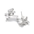 thumbnail image 2 of 10pairs Brass Micro Pave Cubic Zirconia Stud Earring Findings Cadmium Free & Nickel Free & Lead Free Flower Real Platinum Plated 20x19mm Hole: 1mm Pin: 0.8mm, 2 of 3