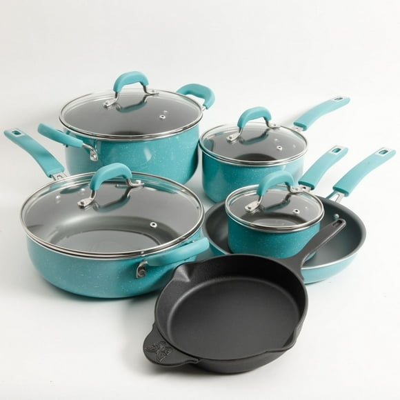 The Pioneer Woman Vintage Speckle 10-Piece Non-Stick Pre-Seasoned Cookware Set