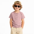 thumbnail image 2 of Godom Boys Short Sleeve Shirt with 3 Button, Henley Shirt for Boys & Girls, Polo Shirt Without Collar,Pink, 2 of 6