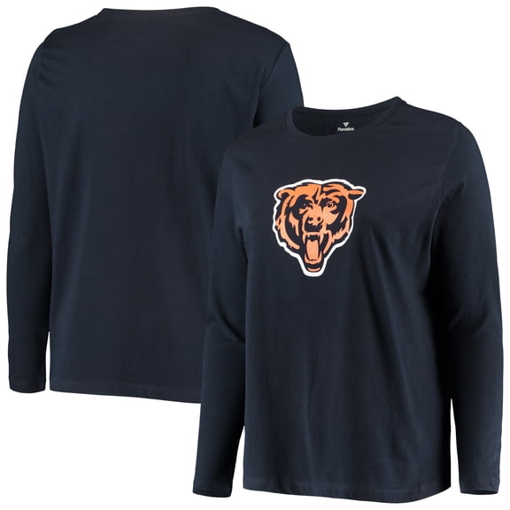 Women's Fanatics  Navy Chicago Bears Plus Size Primary Logo Long Sleeve Scoop Neck T-Shirt