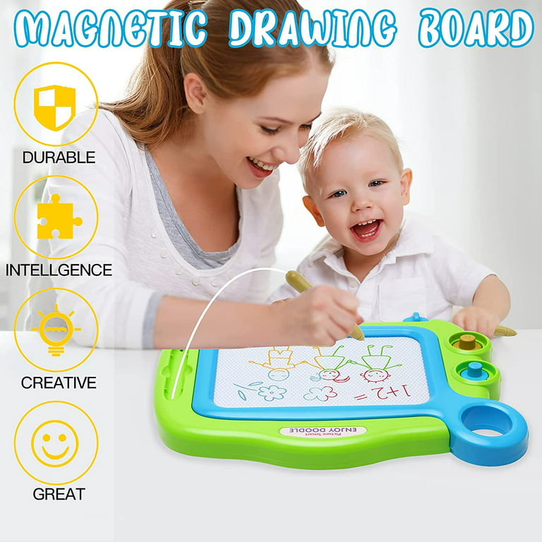 Magnetic Drawing Board，Magnetic Toys for Kids Ages 3-5，Magnetic Board for  Kids，Magnetic Doodle Board，Magnetic Dot Art，3 4 5 6-Year-Old Boys and Girls Travel  Toys (Yellow Dinosaur) 
