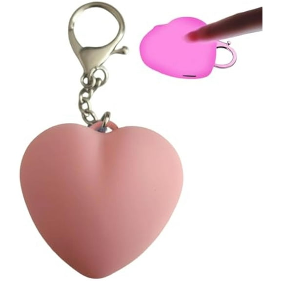 Light-up Heart Light Keychain for Handbag, Purse Glow Heart Shaped Light Rechargeable, Touch Sensor Bag Hanging Night Lights for Girls Gift(PINK)