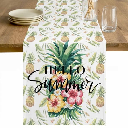 Pink Yellow Floral Table Runner 72 Inches Long Farmhouse Dress Scarves Green Summer Botanical Pastoral Dining Tablerunner for Coffee Table/Kitchen Island/Party D&eacute;cor 13 x 72