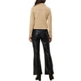 thumbnail image 3 of INSPIRE CHIC Women's Motorcycle Jacket Faux Suede Solid Color Asymmetric Zipper Jacket XL Tan, 3 of 6