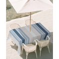 thumbnail image 3 of 60x84 Inch Outdoor Tablecloth with Umbrella Hole Zipper Rectangle Grey Blue Vertical Stripes Rectangular Tablecloths Outside Waterproof Modern Minimalist Abstract Patio Table Cover for Picnic Party, 3 of 8