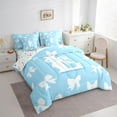 thumbnail image 3 of Manfei Kawaii Bow Letter L Bedding Comforter Set 7pcs for Girl, Blue Cartoon Monogrammed King Bedding Sets, Cute Princess Bow-tie Reversible Bed Sheets, Super Cozy Room Decor, 3 of 7