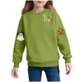 thumbnail image 2 of Girls' Fashion Tops New Halloween Ghost Pumpkin Sweatshirts for Girls Lightweight Cute Spooky Graphic Crewneck Pullover Tops Green 4 Y, 2 of 6