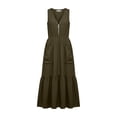 thumbnail image 7 of Levmjia Womens V Neck Maxi Dress With Pockets A Line Flowy Ruffle Hem Sleeveless Casual Long Dress Lightweight Solid Color Summer Sundress Beach Daily Wear, 7 of 7