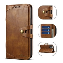 Wallet Case for iPhone 12 Pro/iPhone 12 for Business Women Men, Allytech Card Holder Pocket PU Leather TPU Back Flip Kickstand Magnetic Closure Cover for iPhone 12 Pro/iPhone 12 6.1 inch 2020, Brown